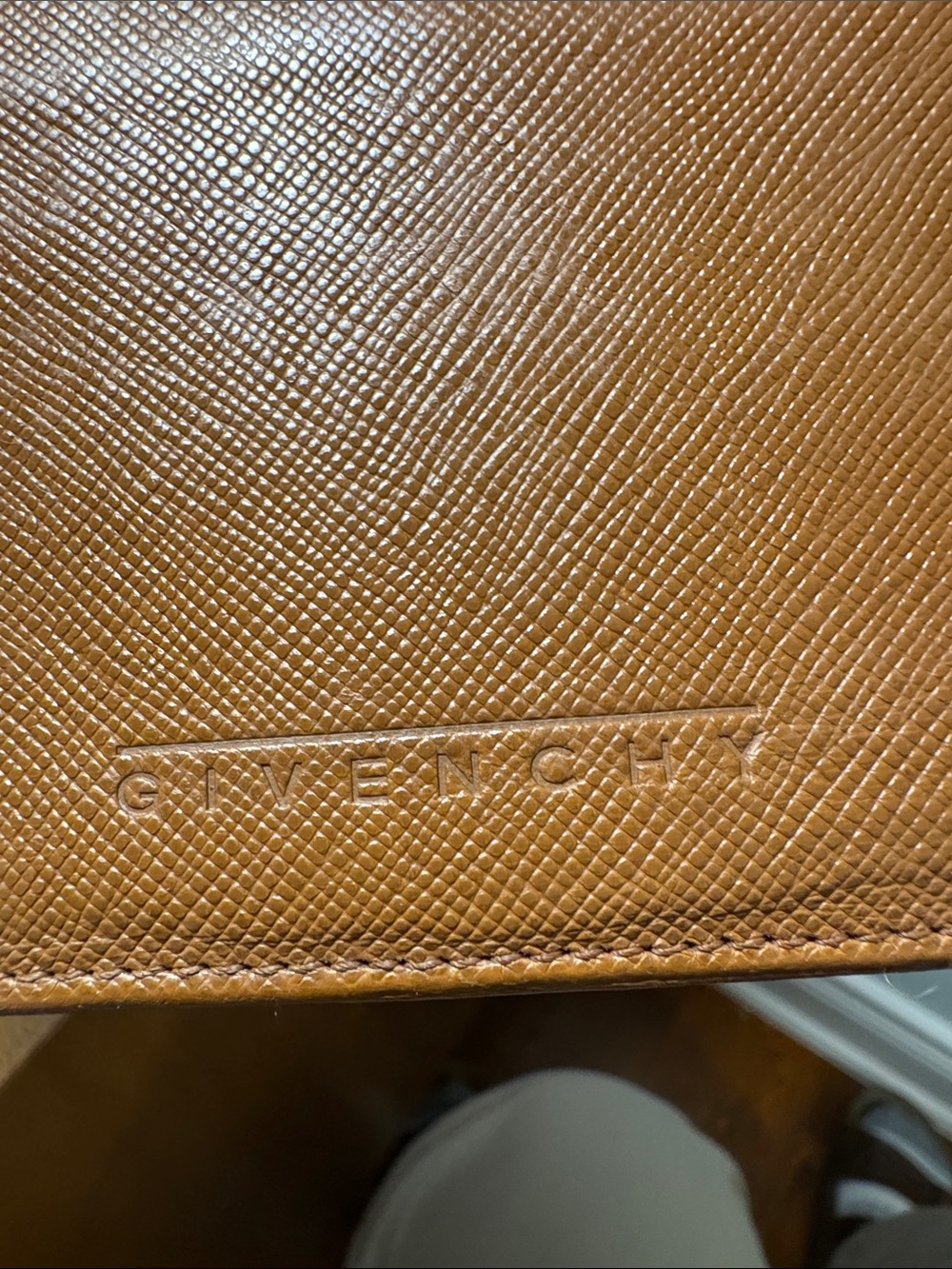 Givenchy Tan Saffiano Leather Long Wallet with Gold Corner Vintage - Picture 5 of 12